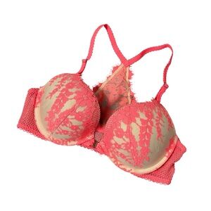 Victoria's Secret Dream Angels Pink Nude Floral Racerback Push-up Bra 38B #2029